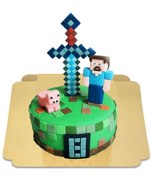 HappyTaart.nl Veganistische, biologische en glutenvrije Minecraft cake - 91