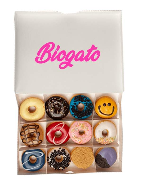 HappyTaart.nl Assortiment van 12 gedecoreerde donuts zonder lage GI suiker, vegan, biologisch en glutenvrij Geschikt voor diabet