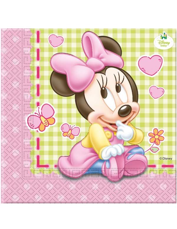 HappyTaart.nl Pack verjaardagsdecoratie 1 jaar meisje baby Minnie Disney - 3