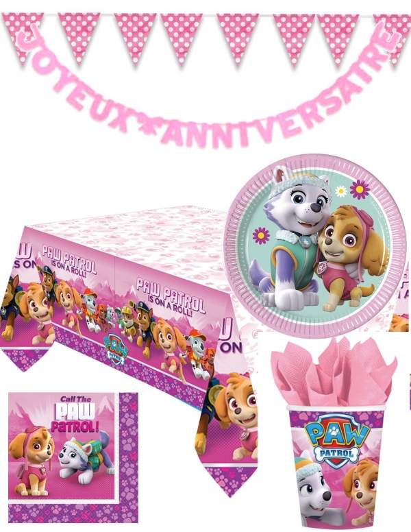 HappyTaart.nl Paw Patrol meisje verjaardagsdecoratiepakket Skye en Everest - 1