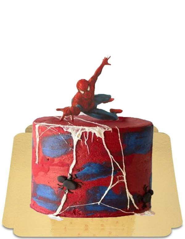  Veganistische rode en blauwe handgeschilderde Spiderman-cake, glutenvrij - 73