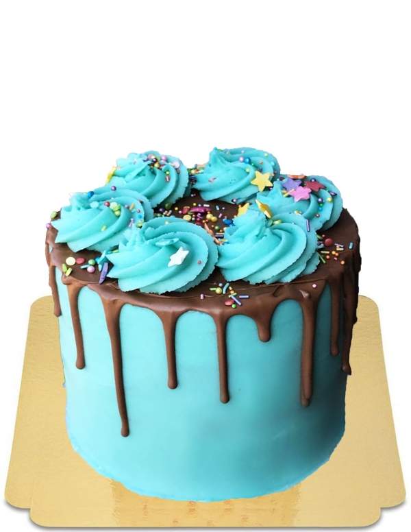  Blauwe dripcake met grote vegan blauwe meringues, glutenvrij - 203