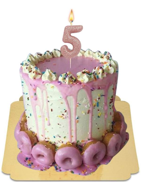  Roze dripcake gedecoreerd met donuts en vegan meringues, glutenvrij - 105