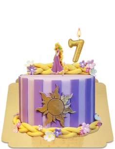 Rapunzel cake met vegan marsepein beeldje en haar, glutenvrij - 287