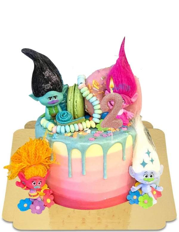  Rainbow Trolls Cake Veganistisch druppeleffect, glutenvrij - 87