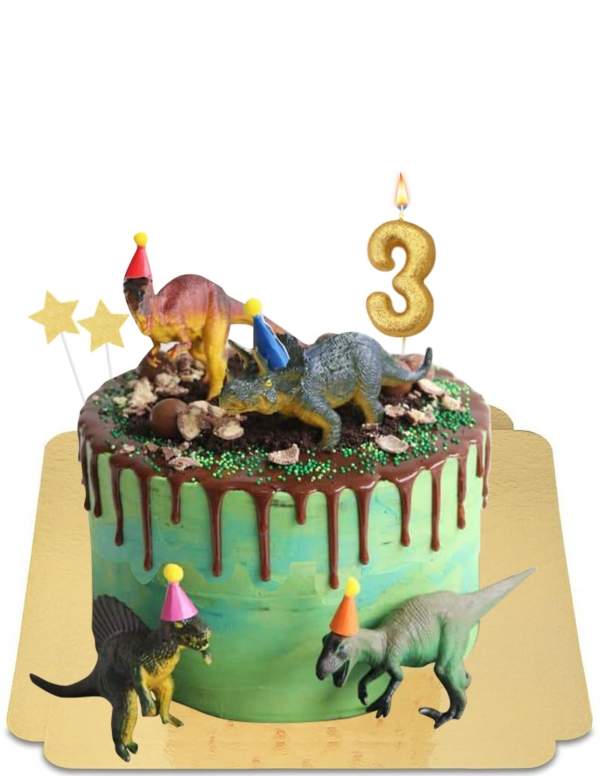  Groen gemarmerde dinosaurus drip cake met vegan chocoladesaus, glutenvrij - 15