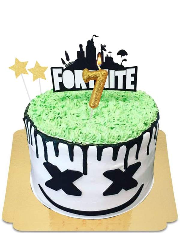  Fortnite groene meringue vegan drip cake, glutenvrij - 4