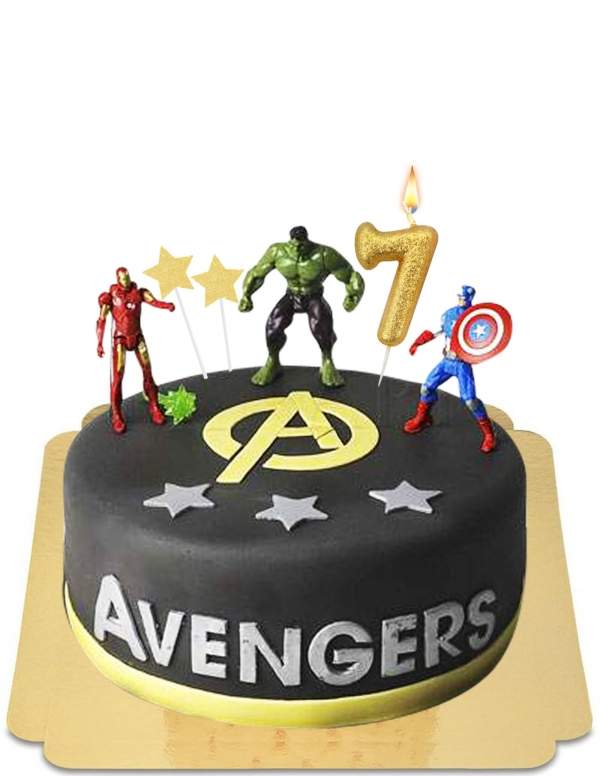  Avengers zwarte cake met vegan figuren, glutenvrij - 146