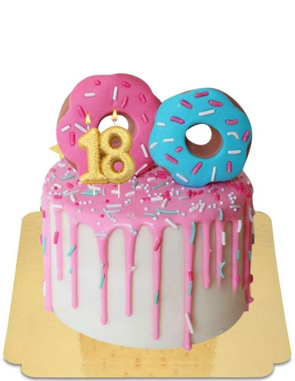  Roze donut drip cake met vegan suiker confetti, glutenvrij - 15