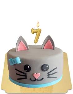 Vegan schattige lichtgrijze kittencake, glutenvrij - 1