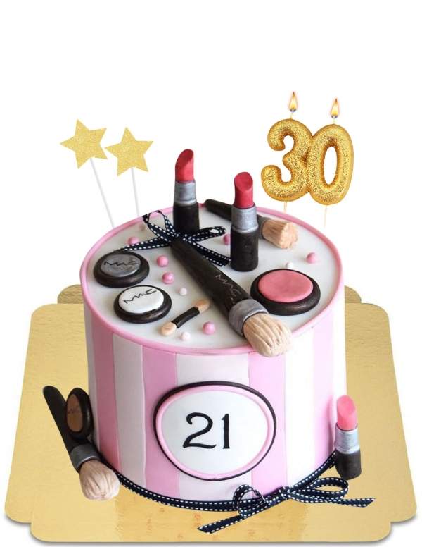  Vegan chique roze en witte make-up cake, glutenvrij - 227