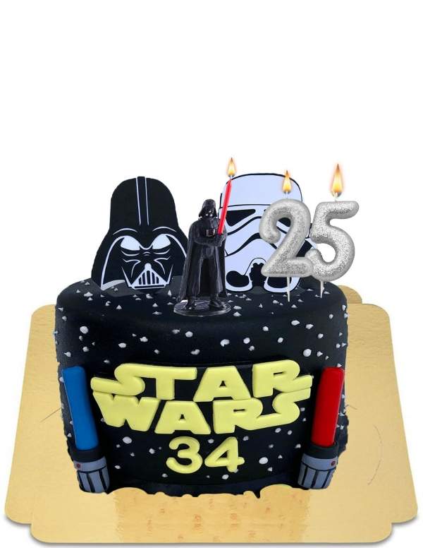  Lightsaber Star Wars-cake en Lightsaber Darth Vader-beeldje Veganistisch glutenvrij - 226