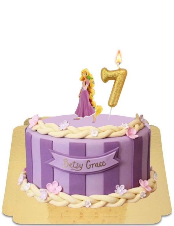  Vegan paarse en roze Rapunzel cake met gouden haren, glutenvrij - 179