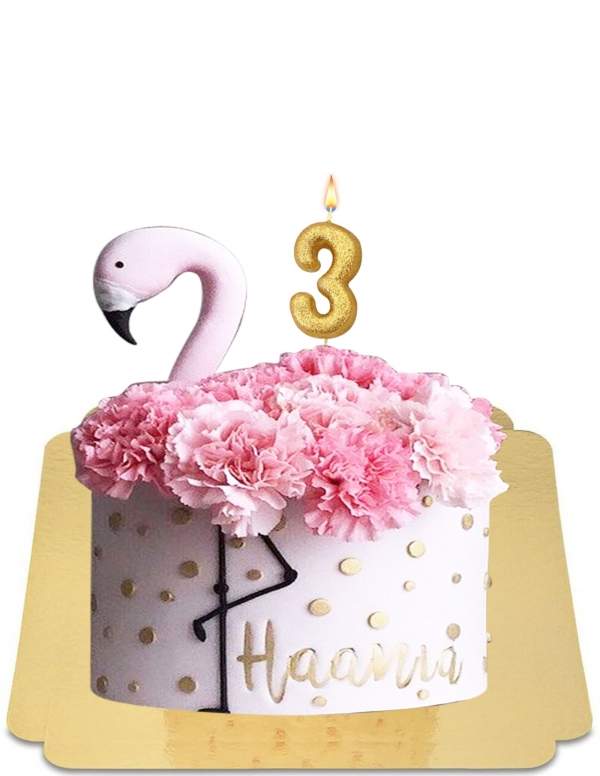  Glutenvrije bloemen flamingo cake met vegan stippen - 52