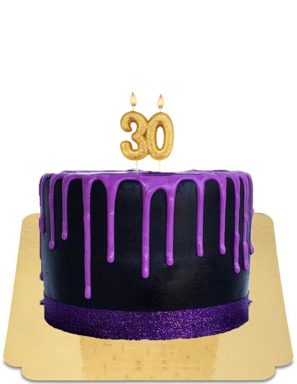  Chique zwarte drip cake met paars drip effect vegan, glutenvrij - 222