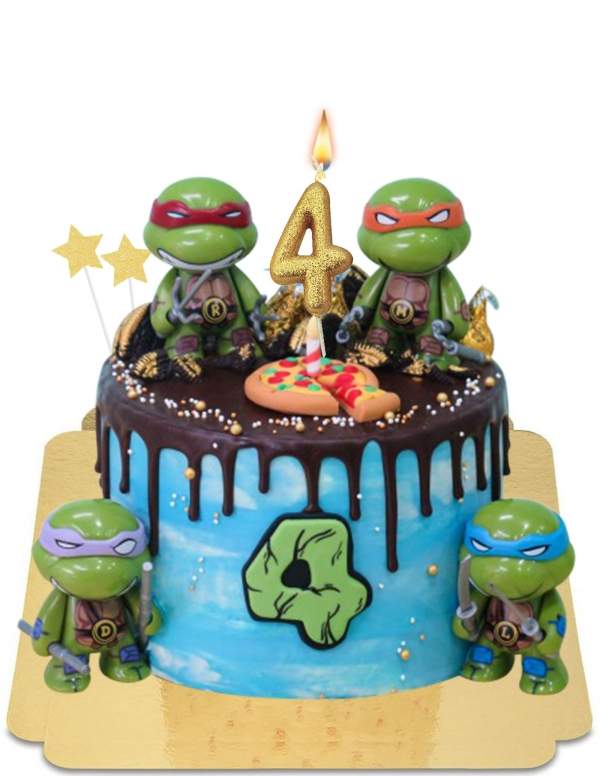  Veganistische ninja turtle cake met drip-effect, glutenvrij - 166