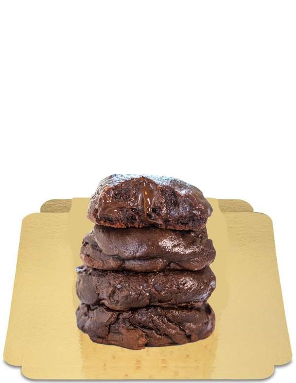 HappyTaart.nl 4 "Fudgy" koekjes Dubbele vegan pure chocolade, glutenvrij zonder suiker met lage glycemische index geschikt voor 