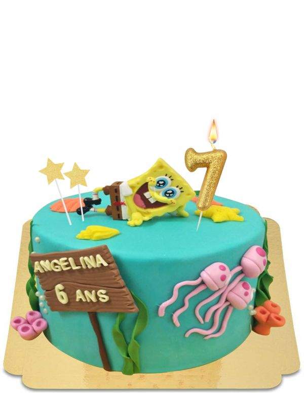 HappyTaart.nl Biologische, veganistische en glutenvrije SpongeBob cake - 55