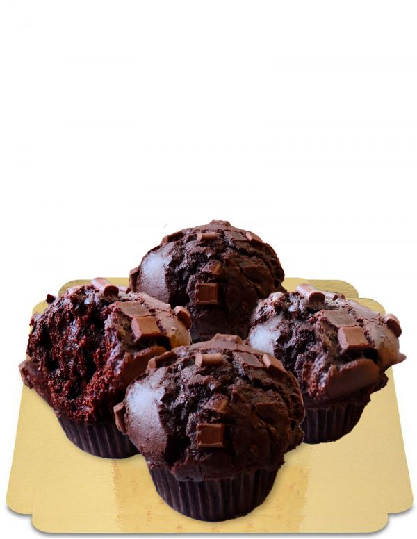HappyTaart.nl 4 grote "fudgy" dubbele chocolade muffins met smelthart zonder suiker, biologisch, vegan en low GI - 15