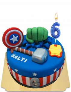 HappyTaart.nl Biologische en glutenvrije Avengers cake Captain america - 1